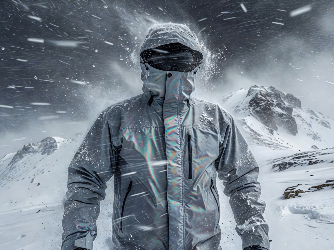 Technical waterproof breathable hard-shell jacket facing high-altitude wind and sleet